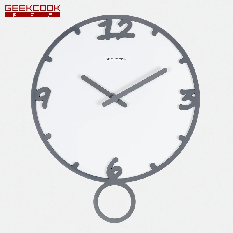 Geekcook 14 Inch large wall clock No Glass Clcoks 3d Chinese ink paint Style swing Time Silent Office Study Living Room | Дом и сад