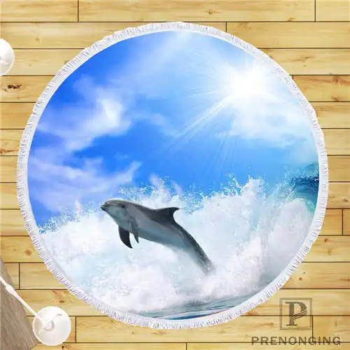 

Custom DIY Customized Microfiber Fabric dolphins (1)@ Round Beach Blanket Towel Printed on Demand 150cm #19-01-28-1-5