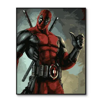 

New Arrival Deadpool DIY drawing by numbers picture on the wall painting canvas Movies painting by numbers kits