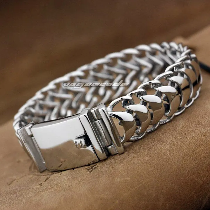 

Shiny Rocker Fashion Bracelet Solid 316L Stainless Steel Cool Men's Biker Centipede Type Bracelet 5E007 -- 7.0"~11.5"