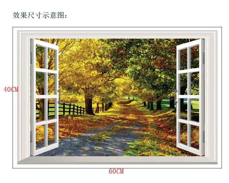 3D Наклейка на стену Nice Maple Tree Boulevard наклейка с имитацией окна домашний декор