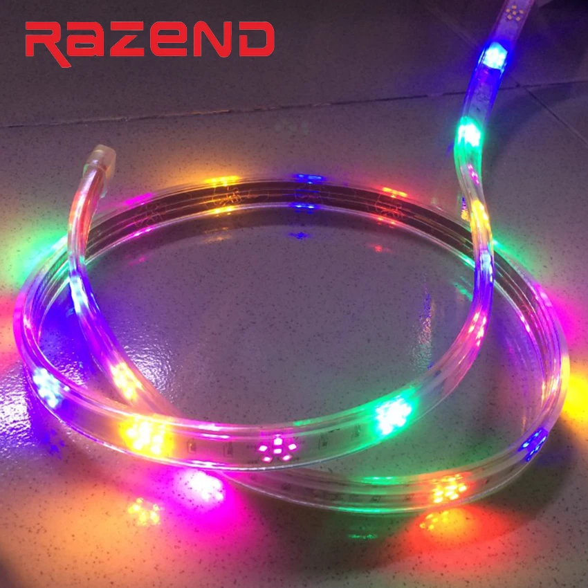 

Водонепроницаемая светодиодная лента 220V 2835 Horse Racing 120Leds/m Слива Рождество декоративный веревочный светильник красный + зеленый + синий + желтый + фиолетовый 1-100m