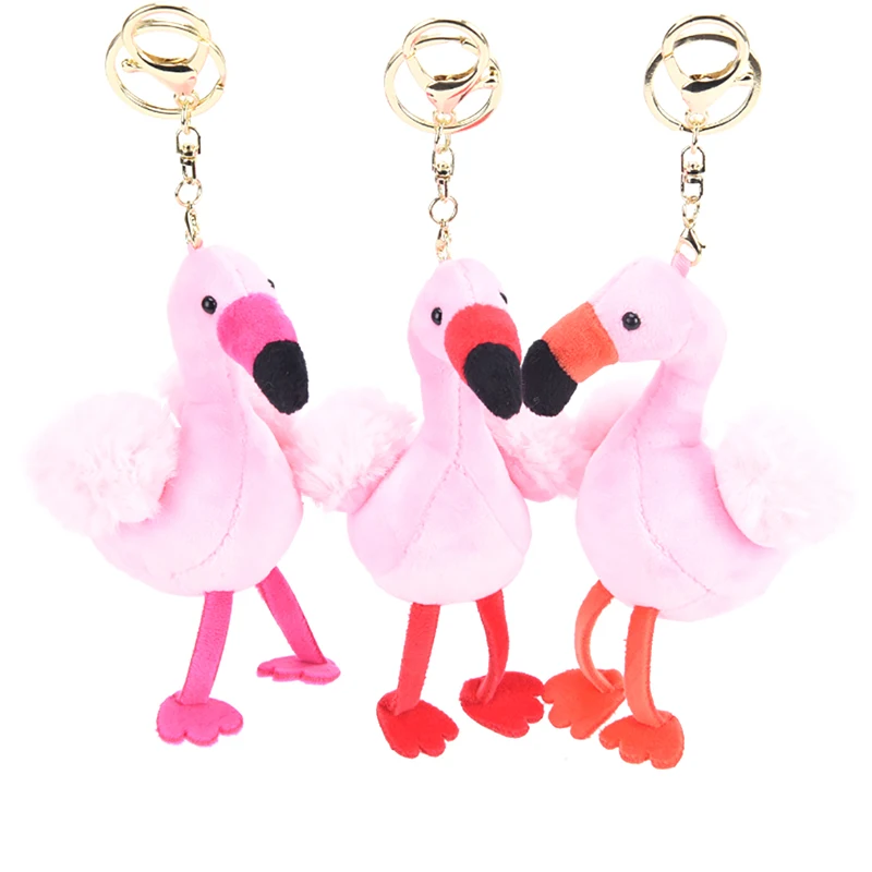 Nice Purse Keychain Key Holder Fashion Women Bag Pink Flamingo Key Chain Ring Charm Handbag Car Pendant Accessories Gift