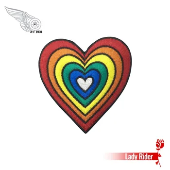 

Rainbow Love Heart Embroidered Patches For Clothing Sweet Style Girl Decoration