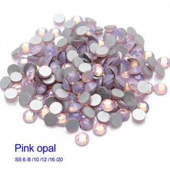 

Nail art Rhinestone Pink Opal Glass stones SS6-SS12 Glue on free shipping