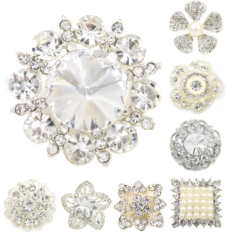 

JOD 1Pcs Rhinestones Metal clothes Buttons Pearl Diamond Crystal Buckle Overcoat Button for Clothing Decoration Women's Sweater