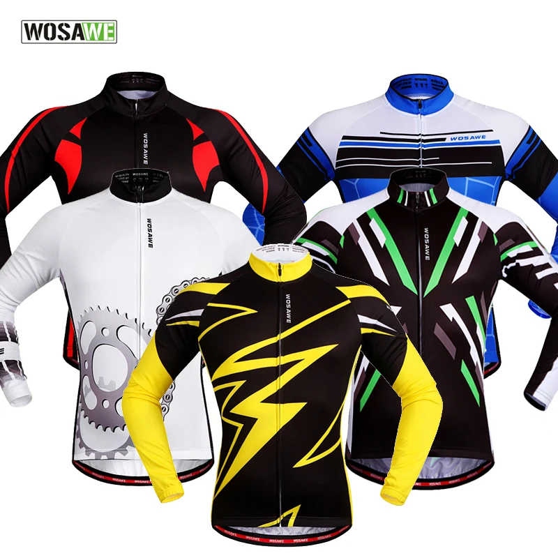 

WOSAWE Quick Dry Cycling Jersey Long Sleeve Summer Autumn Breathable Men's Bike Shirt Bicycle Weasr Cycling Clothings Sportswear