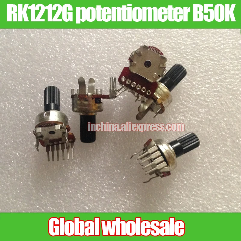 

5pcs RK1212G vertical volume dual potentiometer B503 B50K / flower axis white shell