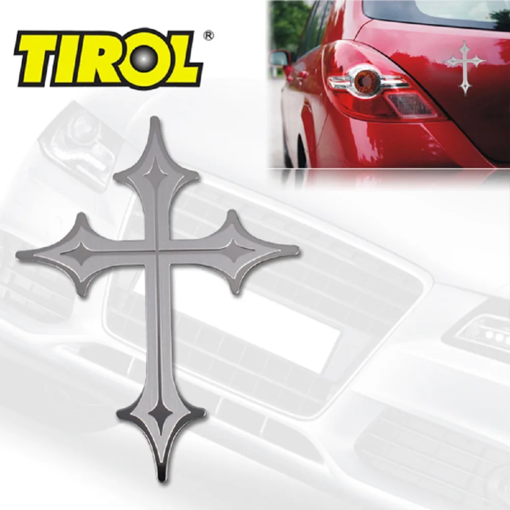 TIROL T17363b Stainless Steel CROSS Emblem Easy Peel & Stick