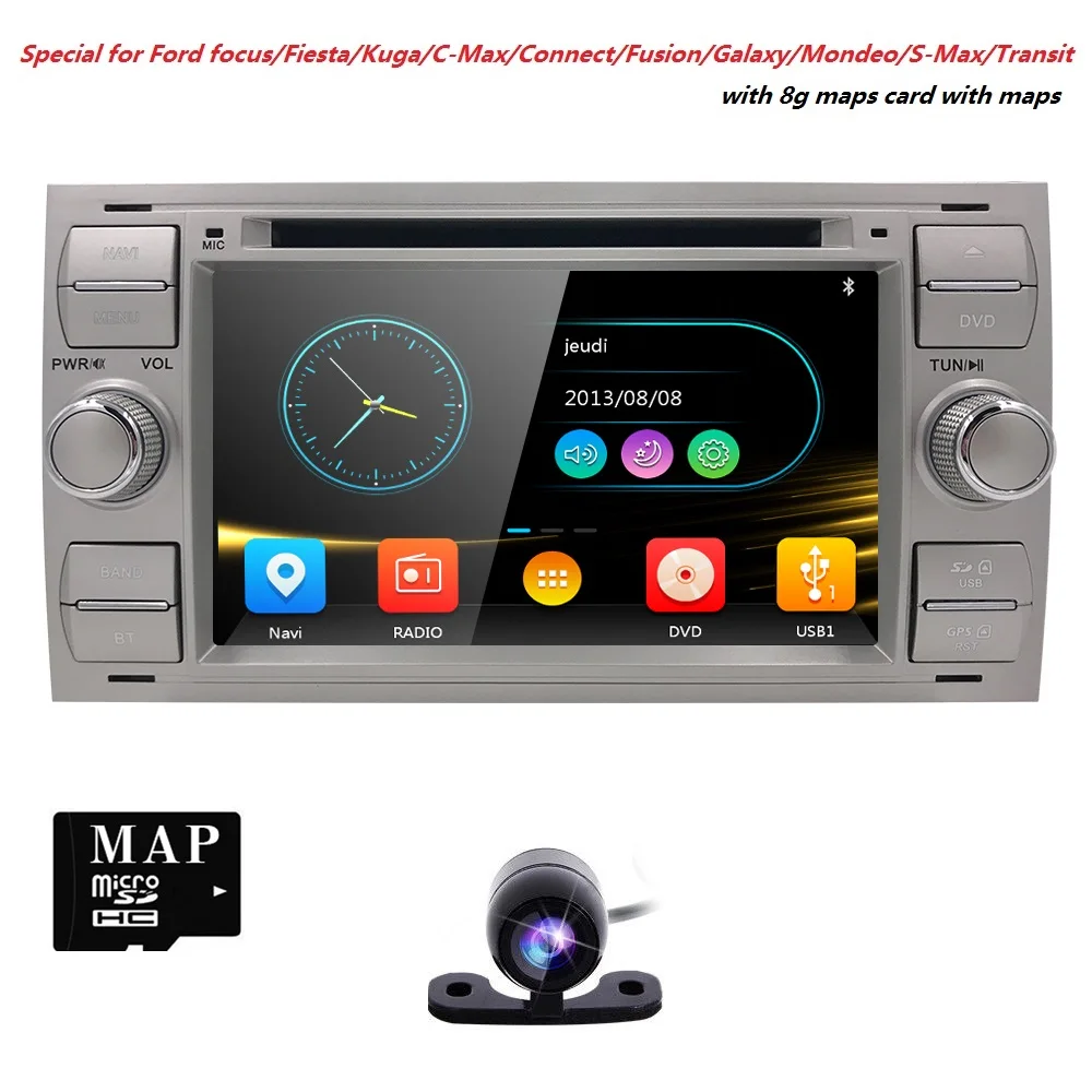 

AutoRadio 2 din Car DVD Player For Ford Fiesta 2005 Focus 2 3 C S Max Mondeo 4 kuga Fusion transit Galaxy Connect Audio GPS BT3