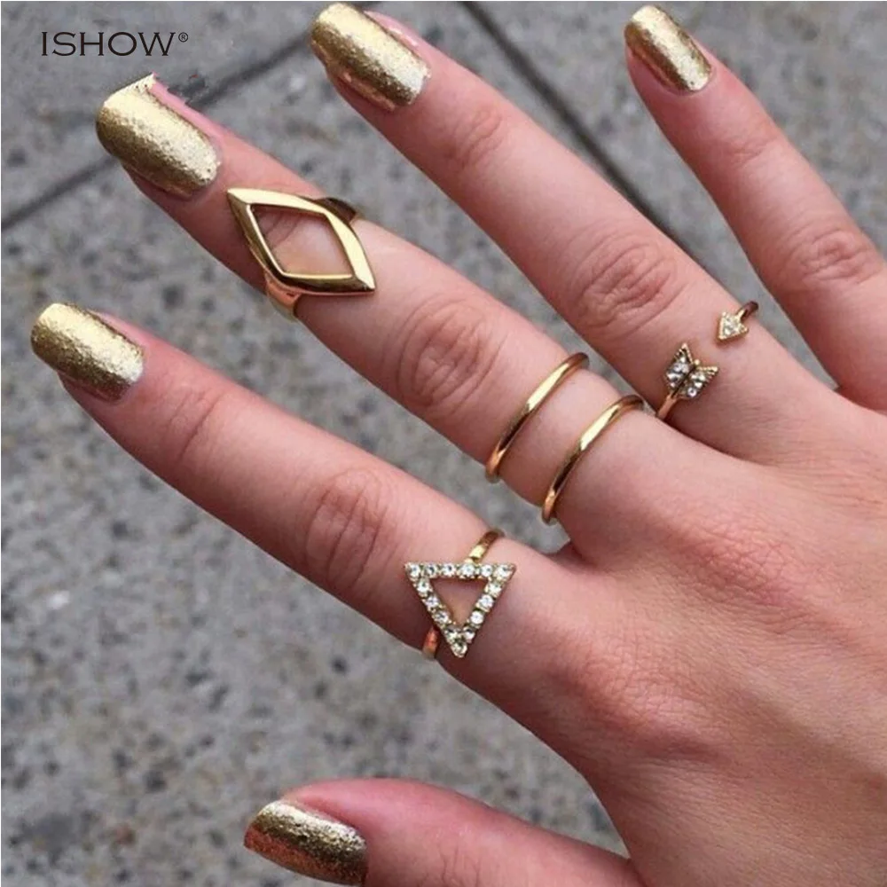 Punk Square Gold Silver Plated Anchor Stacking Finger Knuckle midi ring