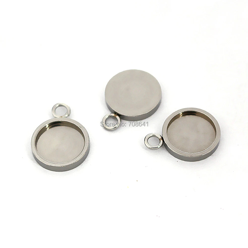 

Stainless Steel Strong Round Bezel with a Loop Hanger Pendant Bases Settings Resin Cabochon 10mm 11mm DIY Craft Findings