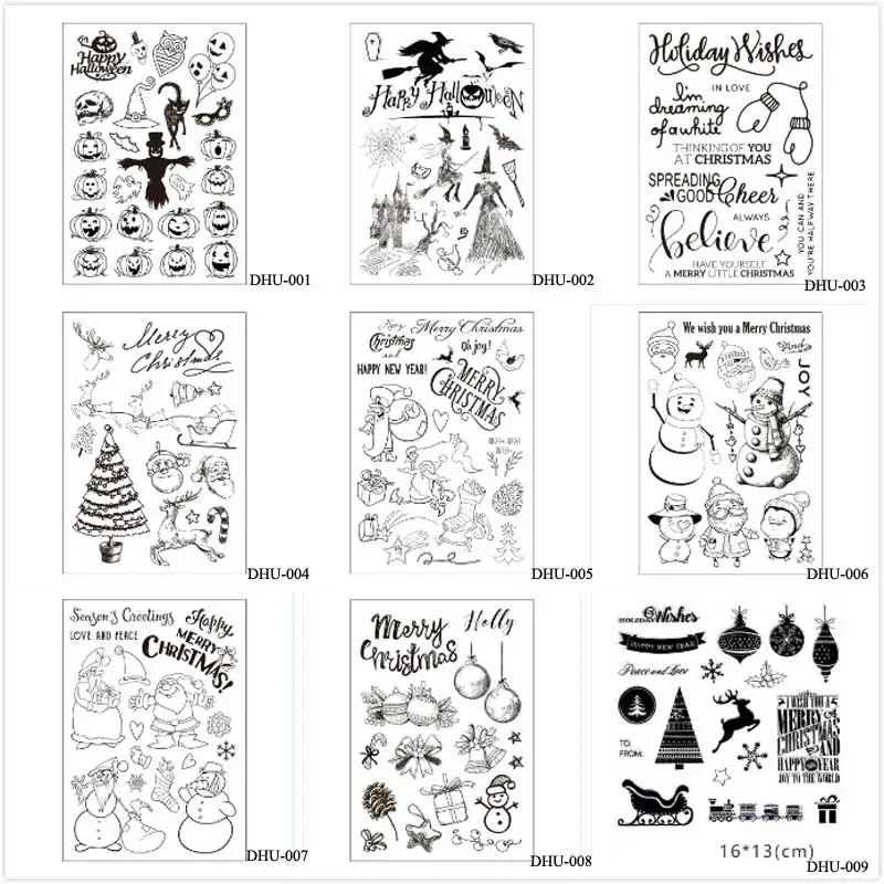 

Halloween Christmas Clear Stamps for DIY Scrapbooking/Card Making/Photo Album Decor Rubber Transparent Stamp Size 16x11cm