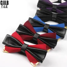 Полиэстер натуральная кожа однотонный галстук-бабочка вечерние аксессуары подарок мужской галстук-бабочка Регулируемый формальный свадебный галстук-бабочка