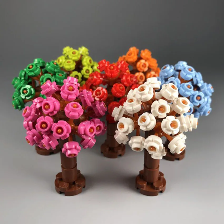 

2Pcs/set City Street MOC Accessories Blocks Mini Flower Hydrangea Tree Plants Building Blocks Brick Set DIY Kits Kids Toys Gift