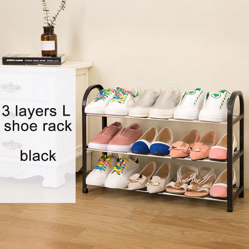 Black Multi layer Shoe Rack Plastic parts Steel Pipe Shoes Shelf Easy Assembled Storage Organizer Stand Holder Home Decoration