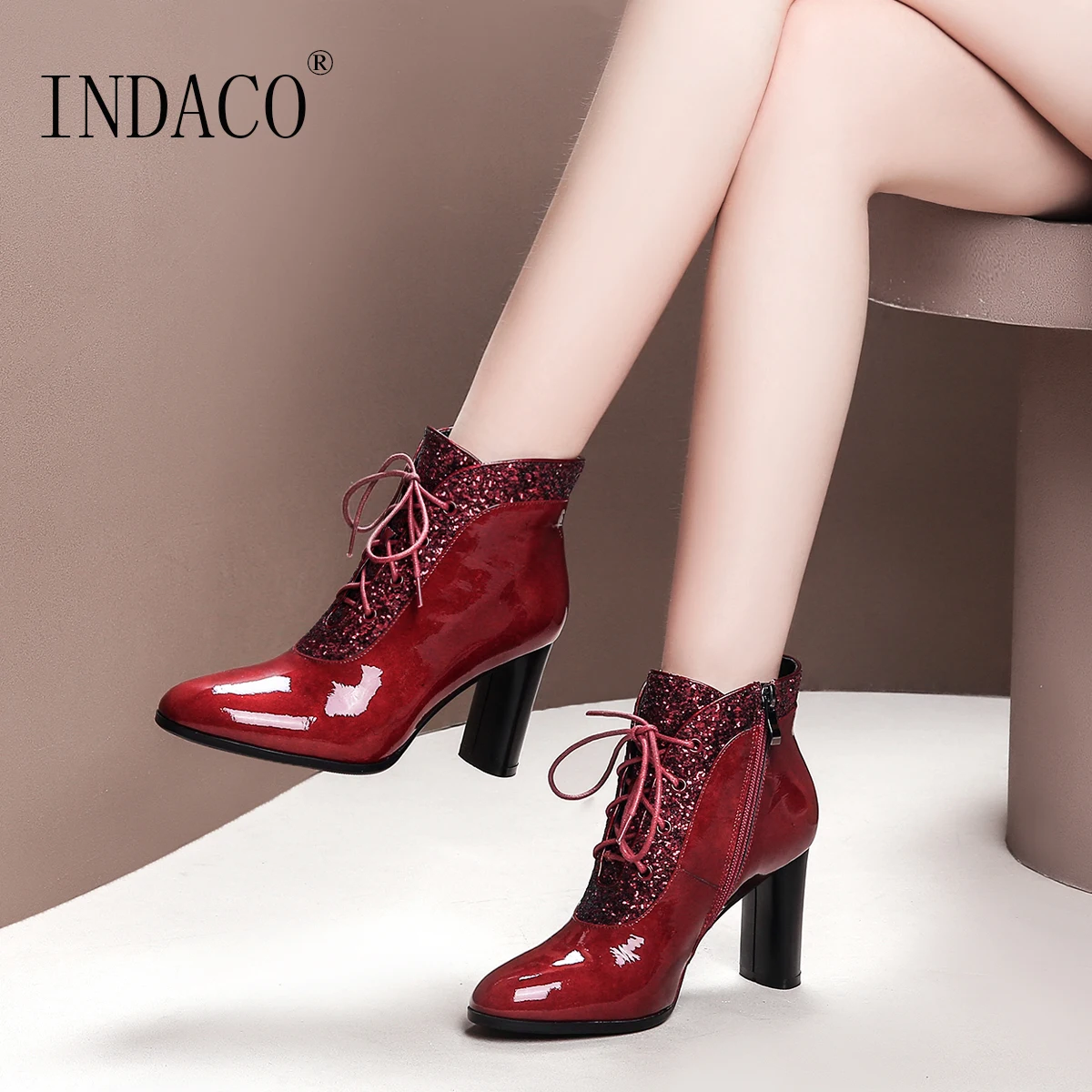 

Winter Boots Women Black Burgundy 2018 Boots Women Leather Fashion Sexy Ankle Boots For women