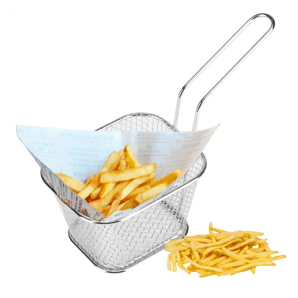 

Fry Baskets Metal Fryer Basket Strainer Serving Food Presentation Cooking Tool French Fries Basket