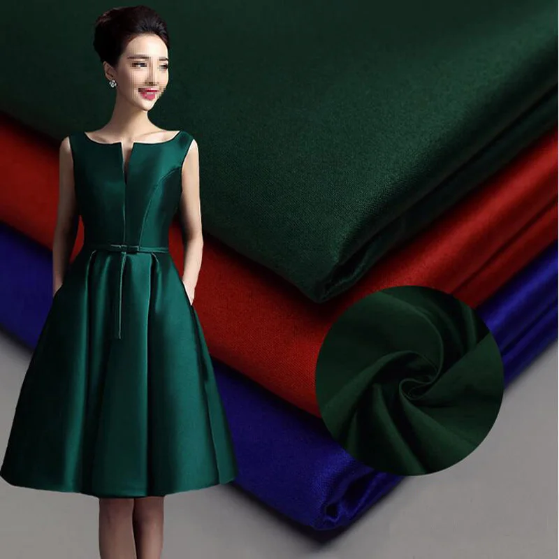 

Heavy Weight 100% Polyester Matt Satin Fabric Solid Dyed Good Drapery for Wedding Dress Night Wear
