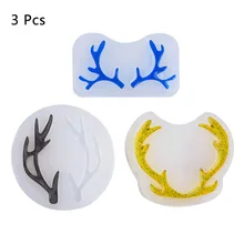 3 Pcs Antlers Epoxy Clear Silicone Resin Liquid Mold Pendant Casting Beads Crystal Molds DIY Jewelry Making Tool Hand Craft