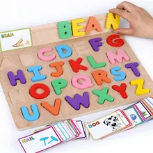 Новая деревянная игрушка 26 шт. английские буквы картинки обучающая доска деревянная головоломка детский подарок Детская обучающая игрушка