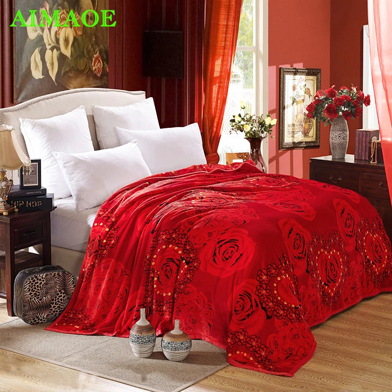 Autumn Winter Flower Floral Warm Flannel Blaket for Beds Sofa Woven