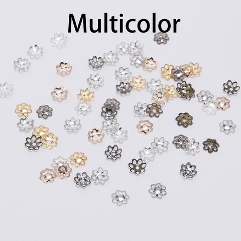 6mm Hollow Flower Findings Cone End Beads Cap Filigree Loose Spacer Bead For DIY Jewelry Finding Making Accessories