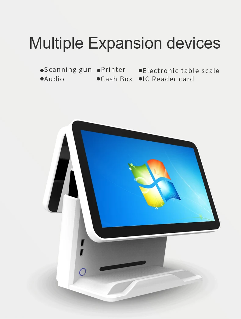 15," POS система кассовый аппарат с двойным сенсорным экраном