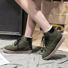 Women Boots Warm Winter Women Ankle Boots Warm Flock Boots Shoes Round Toe Lace-Up Flats Martin Boots Women B1050 plus size 34 43 fashion women boots with warm plush shoes spring autumn winter lace up punk flats round toe ankle martin boots