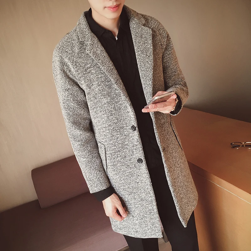 

Men's Casual Jackets Abrigo Largo Hombre 2019 New Autumn Casual Men Overcoat Wool Coat Men Leisure Long Sections Woolen Coats
