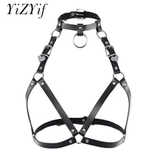 YiZYiF пикантные женские подвязки дамское бельё в готическом стиле искусственная кожа Регулируемый Грудь Жгут костюм бандаж для женщин сексуальное женское белье