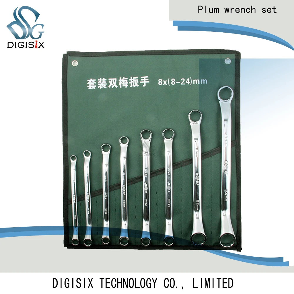 

Free shipping Double ended spanner wrench automotive repair tools set eyes 8 piece 55# steel