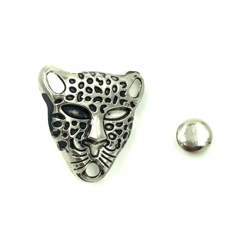 

20 Sets Antique Silver Tone Leopard Head Animal Garment Rivets Spike Studs Spots Crafts Shoes Making 22x21mm