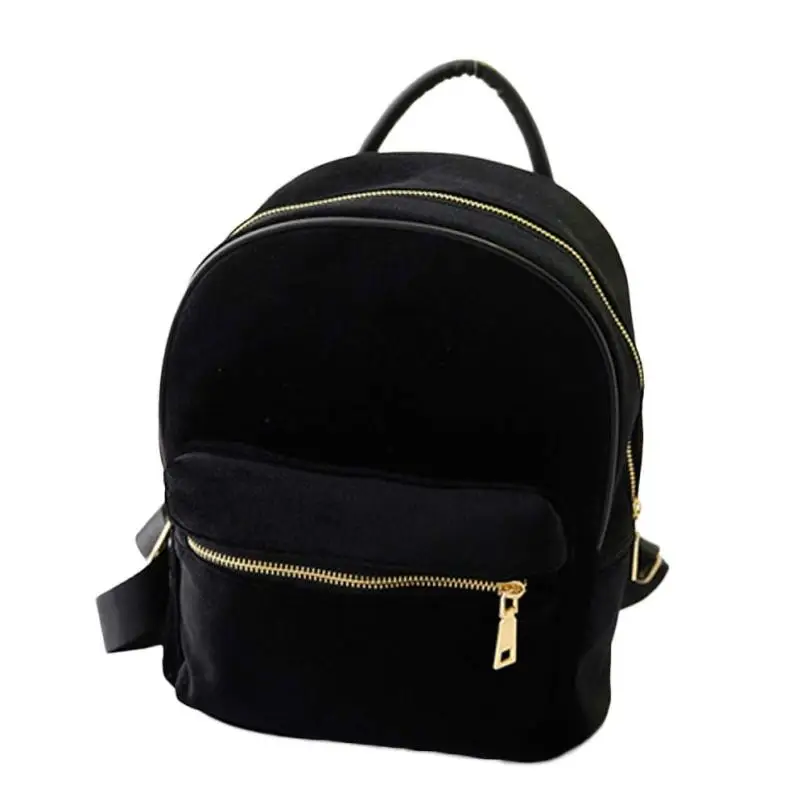 

Women Gold Velvet Small Rucksack Backpack School Book Shoulder Bag Backpack Sac A Dos Femme #Zer