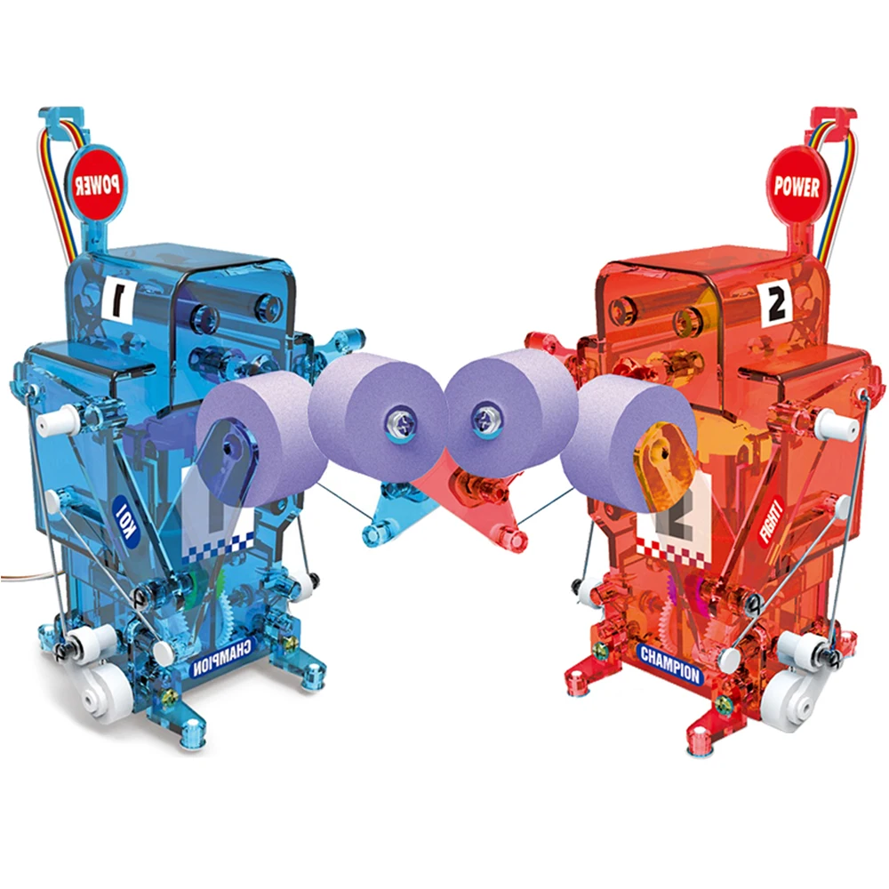 

Self-Assembled Boxer Model DIY Fighter Robot Kit Building Blocks Electronic Pugilist Robot Figures Interact Toys For Children