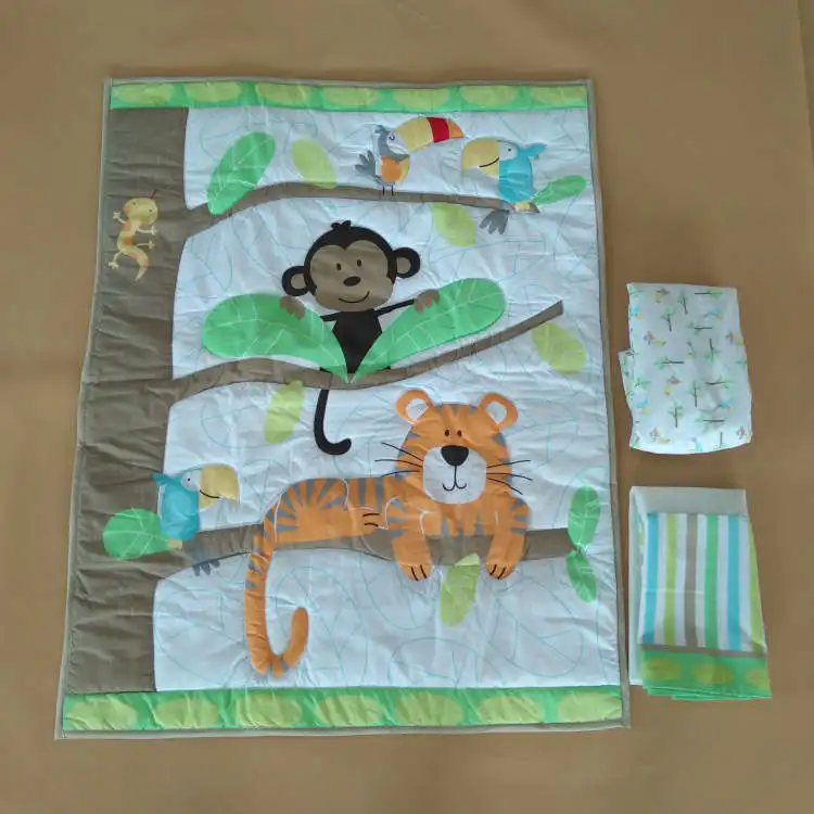Комплект детского постельного белья из 3 предметов, Хлопковое одеяло, простыня и юбка для детской кроватки с милым мультяшным рисунком для мальчиков и девочек - Цвет: Цвет: желтый
