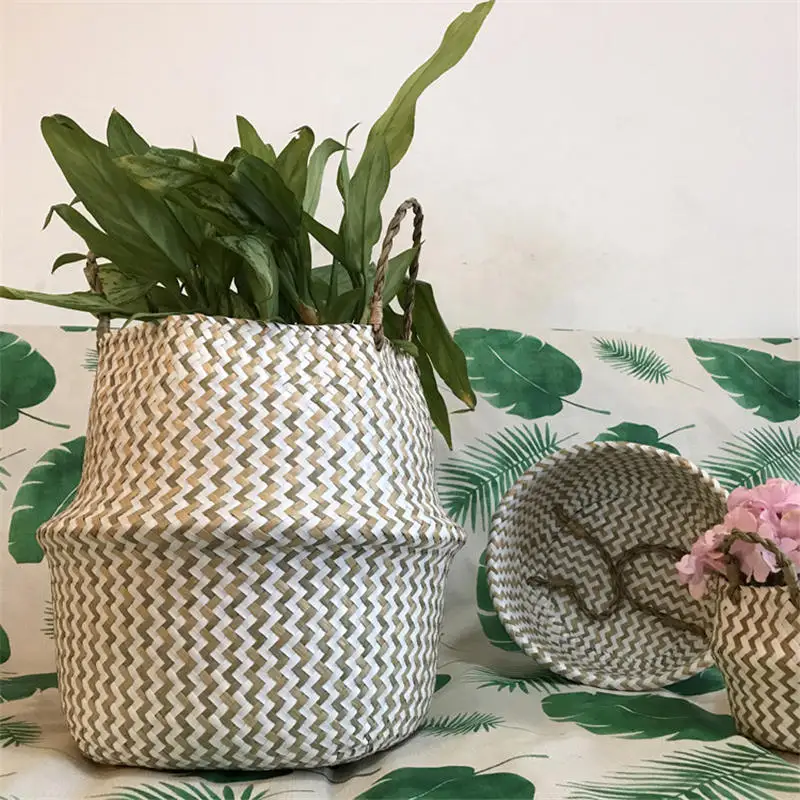 2019-Dobr-vel-Handmade-Seagrass-Cesto-de-Armazenamento-De-Vime-Rattan-Palha-Padr-o-de-Onda