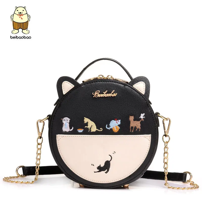 

Beibaobao Embroidered Animal Women's Handbags Female Tote Fashion Women Bag Circular Elegant Bolsas Women Messenger Bags B149
