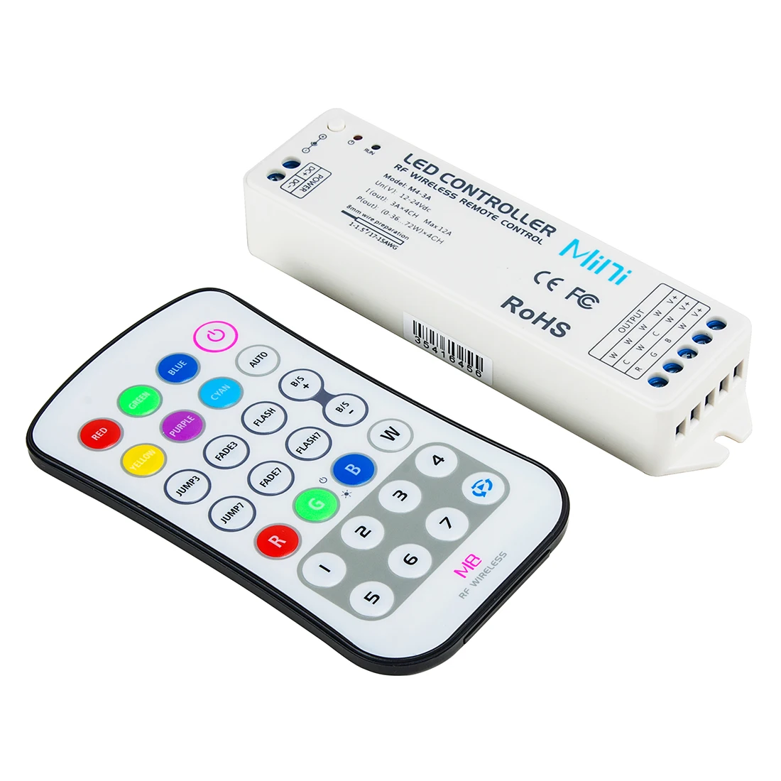 

M8+M4-3A Rf Wireless Led Rgbw Full Color Key Control Controller For Led Light Strip Tape Lighting