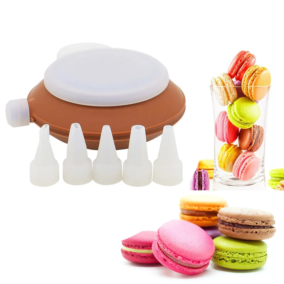 VOGVIGO Bakery Silicone Cake Muffin Macaroon Macaron Piping icing Baking Tool Pot 4 Nozzles Set for Kitchen Cake Bakeware Tools