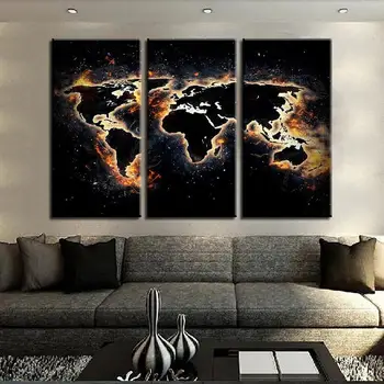 

ArtSailing 3 panel Canvas wall art abstract world map Painting Home decor pictures for living room Posters and print artwork