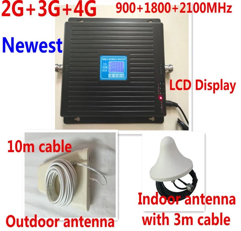 

LCD display 2G 3G 4G GSM repeater 900 WCDMA 2100 LTE 1800 Tri Band cellular Signal Booster 70dB Gain gsm Repeater Amplifier