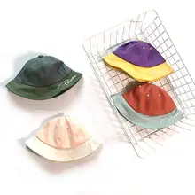 Дети письмо вышивка цветной блок складной Рыбацкая шляпа Открытый Кепка с покрывалом