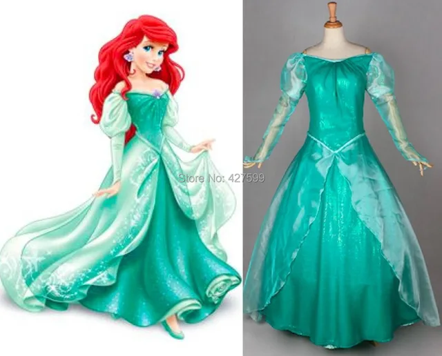 The Little Mermaid Green Ariel Dress Princess Dress Cosplay Costume