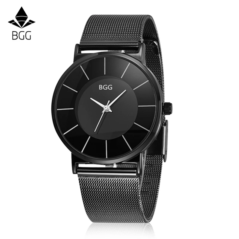 

BGG Top Brand Luxury Women Watch Simple Design Super Thin Ladies Elegant Charm Mesh Steel Strap Wristwatch Casual Reloj clock