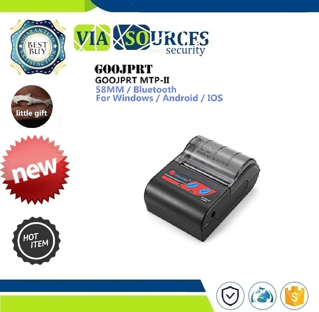 

Mobile POS printer bluetooth ticket printer GOOJPRT MTP-II 58mm Portablle Android Bluetooth Thermal Printer Receipt Printer