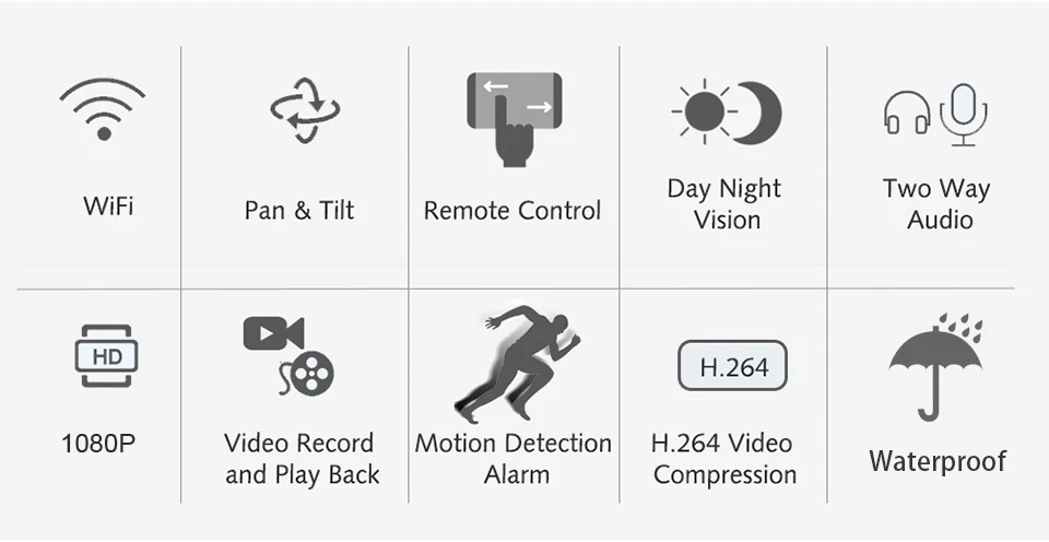 DAYTECH 1080P WiFi IP камера водонепроницаемая уличная CCTV домашняя камера наблюдения ONVIF 2MP сеть P2P запись монитор