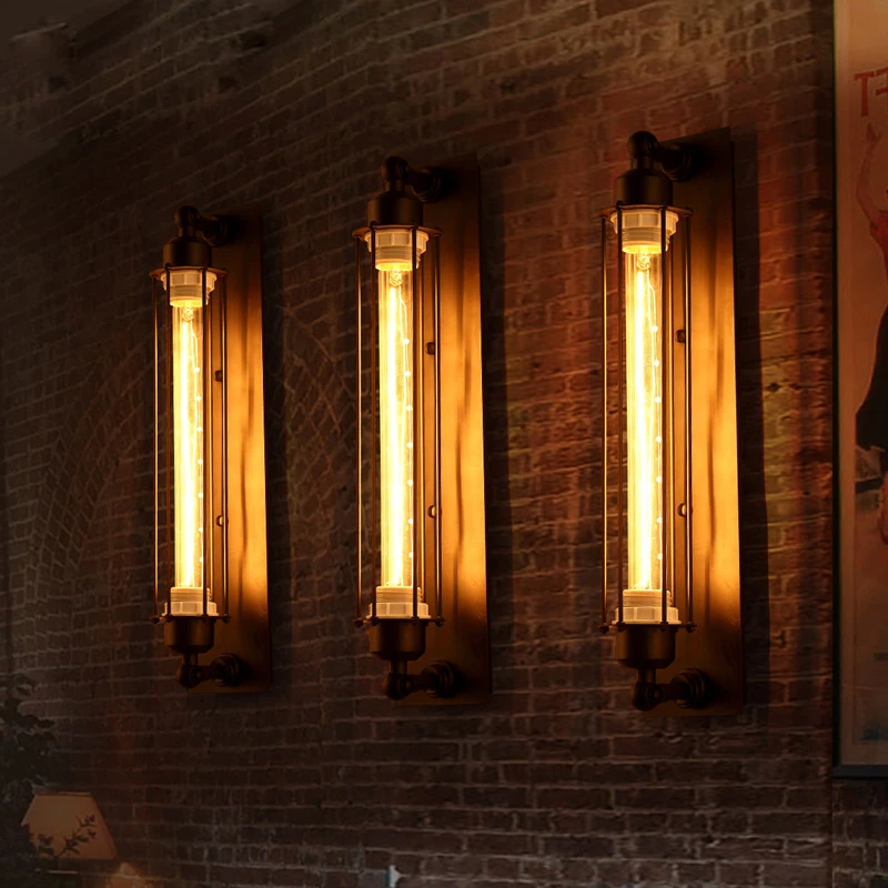 

Adeeing E27 Retro Indoor Decoration Industrial Wall Lights for coffee shop bedroom Vintage Wall Lamp Edison With Tungsten Bulb