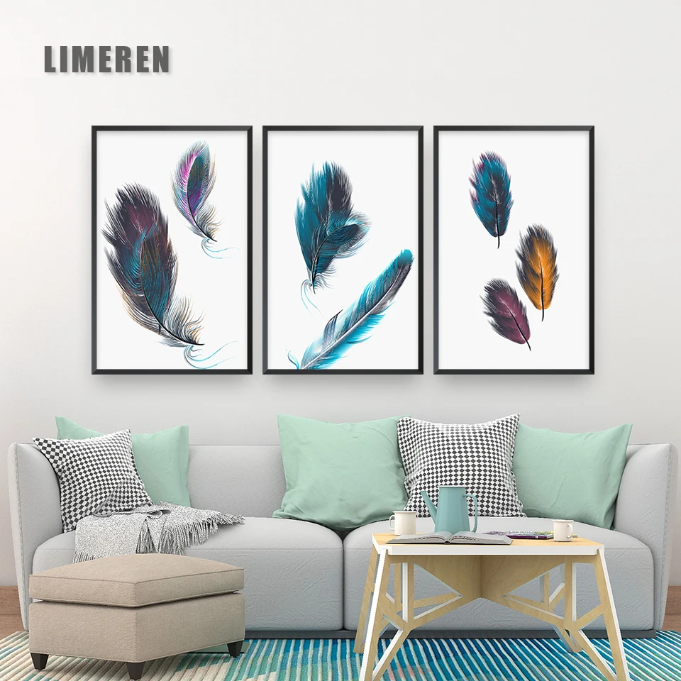 

Modern Abstract Colorful Feather Canvas Art Paintings For Living Room Bedroom Posters And Prints Wall Poster Affiche Home Decor