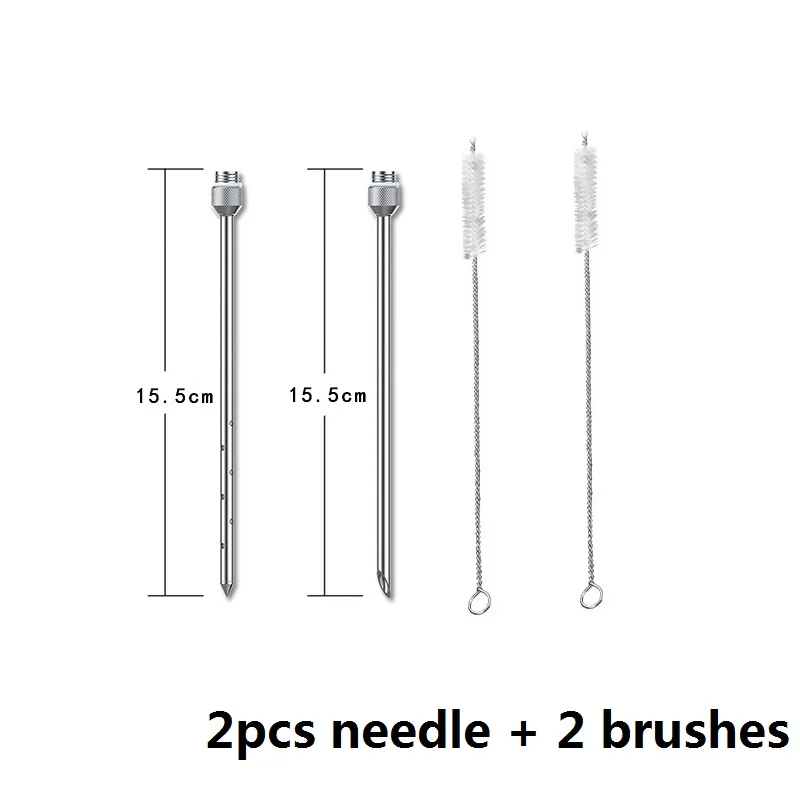 2 унции барбекю приправа инжектор из нержавеющей стали птицы индейки маринада ароматизатор шприц с двумя иглами для приготовления мяса инструменты для кемпинга - Цвет: 2 needle 2 brush